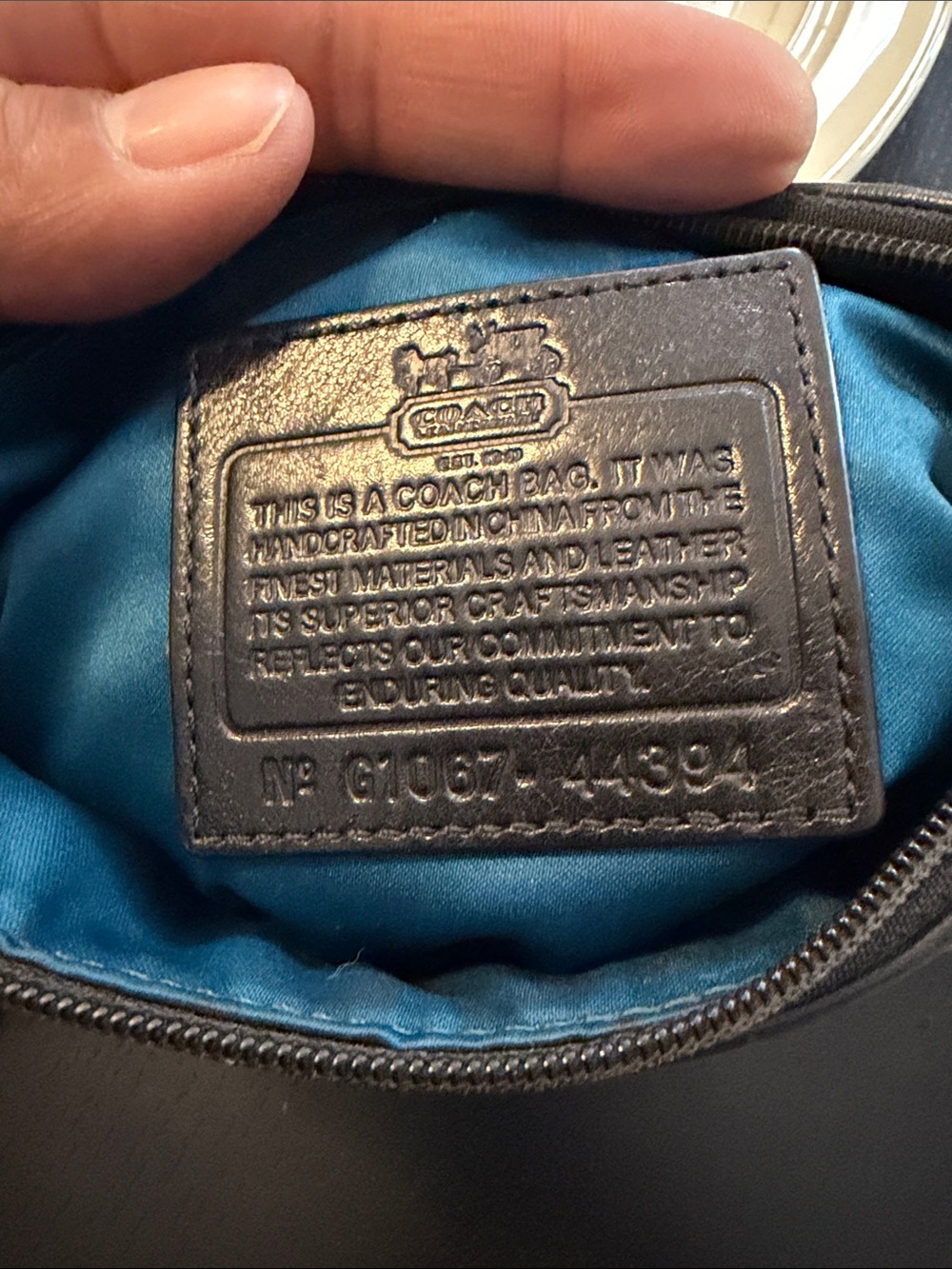 Coach Black swing back crossbody with Blue Interior